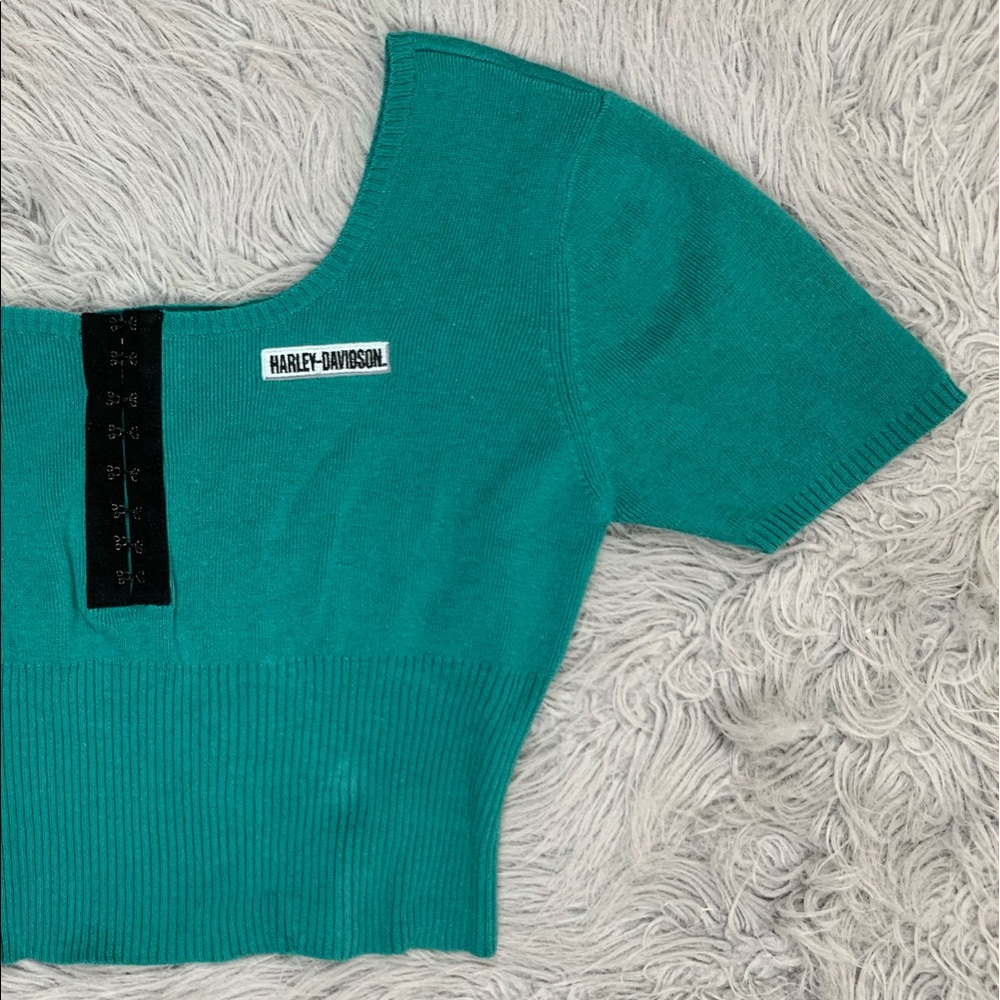 Harley Davidson scoop neckline Knit crop top L